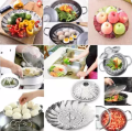 Stainless Steel Foldable Strainer/Steamer/Basket, Folding Dish Steam Stainless Steel Food Steamer Basket Mesh Vegetable Cooker Steamer Expandable Pan. 