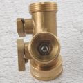 3/4 Inch 2 Way Hose Splitter Brass Y Valve Garden Tap Connector with 2 X3/4 Inch Brass Water Tap Outside Tap Kit. 