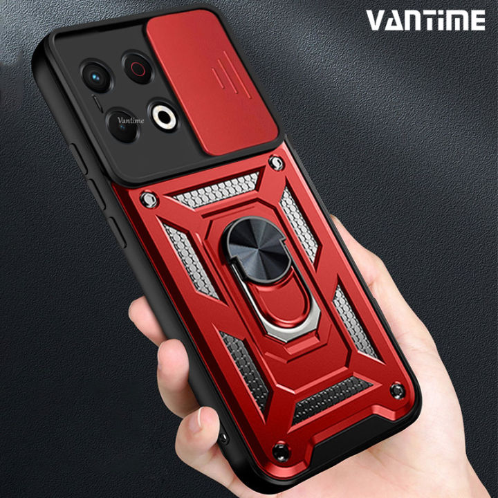 Vantime for Tecno Spark 30 Pro 4G Case Hard Sliding Lens Protect Stand Holder Back Cover