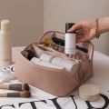 Multifunctional Portable Large Capacity Travel Cosmetic Bag with Handle Makeup Organizer Bag Storage Makeup Bag Waterproof PU Leather Travel Toiletry Bag for Women. 