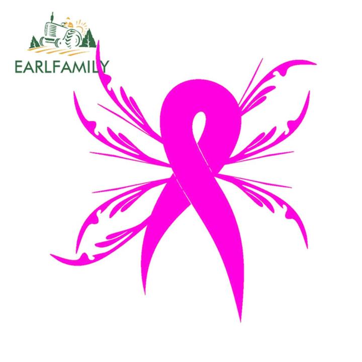 EARLFAMILY 13cm x 6.9cm For Fight Breast Cancer Car Stickers Bumper Decal Air Conditioner Surfboard Vinyl Material Decor