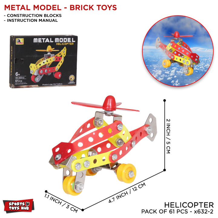 Metal Model Helicopter Manual Assembled Educational Toy Kit Alloy Engineering Super Durable Building Small Plane, Simulation Construction Stem Learning Toys Set Included Tools For Childrens Best Gifts For Boys And Girls