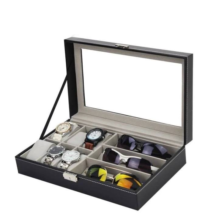 DecorZone%206%20Grids%20Watch%20and%203%20sunglasses%20Box%20PU%20Leather%20Watch%20Case%20Holder%20Organizer%20Storage%20Box%20for%20Quartz%20Watches%20Display%20Best%20Gift%20-%20Image%205