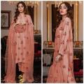 Floral Silk Dress with Organza Dupatta. 
