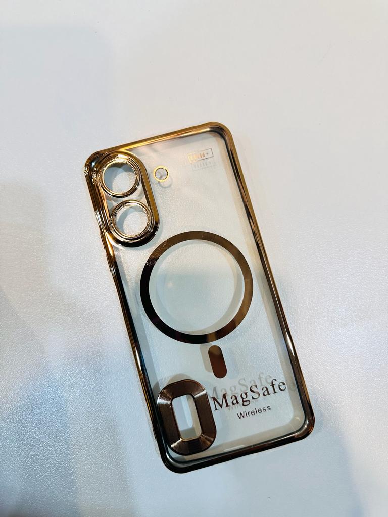 Lahore Mobile Case for Redmi 13c Back Cover Luxury 6D Plating Soft Case Camera Lens Protection - Crome Case - MAG SAFE Case 2