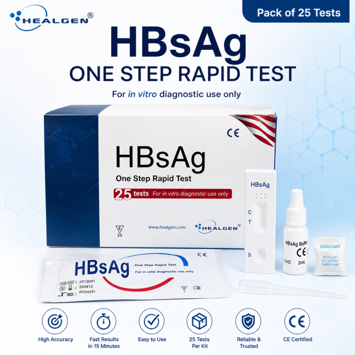 Healgen HBsAg Rapid Test Kit (25 Tests) – One Step Hepatitis B Surface ...