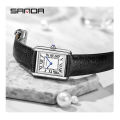 Sanda Rectangular Wrist Watches for Women Men Watches Luxury Brand Leather Quartz Clock zegarek damski 1108. 
