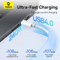 Baseus Thunderbolt 4 Type C Data Cable, USB4 8K60Hz 40Gb/s Full-Function Fast Charging Type-C to Type-C Cable 240W 1m. 