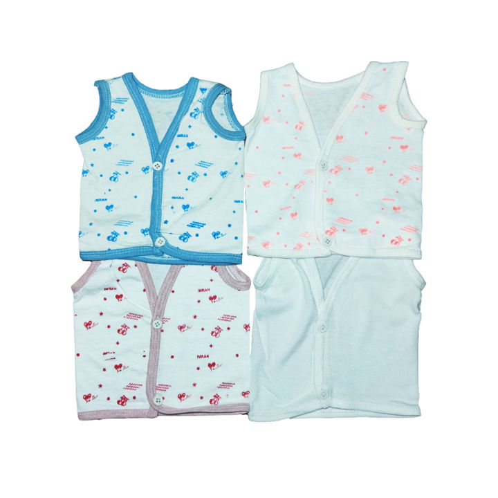 Pack of 3 Pcs - Newborn Baby sleeveless inner vest Set - New Born innerwear - Baniyan - Shirt - For Kids Boys Girls (0-3 Month)