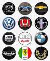 Ultimate Car Brand Logos: Sticker Pack of 12 - Size 4cm each. 
