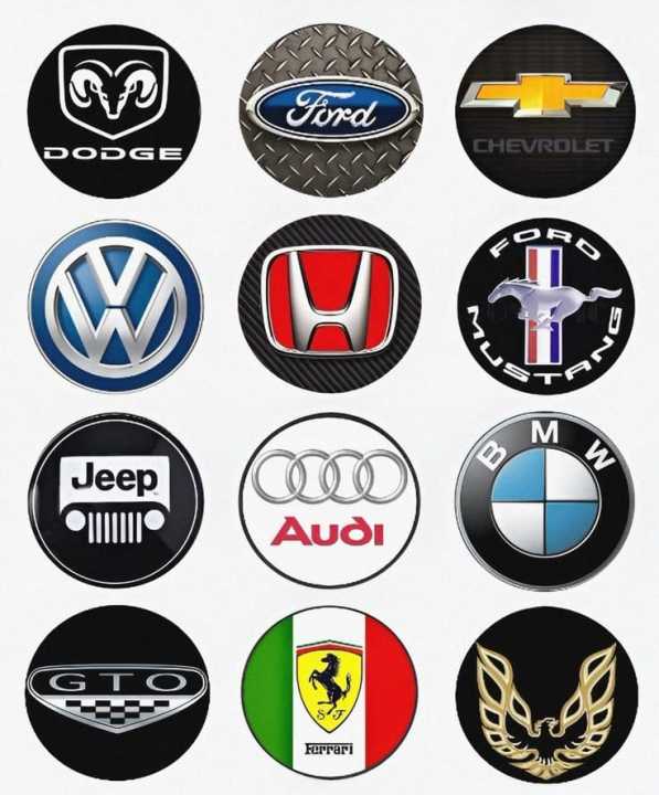 Ultimate Car Brand Logos: Sticker Pack of 12 - Size 4cm each