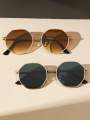 2025 Trendy Metal Frame Octagon Style Sun Glasses For Girls - Retro Polygon Gradient Mirror Sunscreen Sunglasses For Women. 