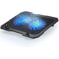 Portable Super Slim Laptop Cooler Pad, Double LED Cooling Fan Notebook Cooling Pad Cooling Pad For Notebook / laptop with Double / Dual Extended Fans & Lights - Black. 