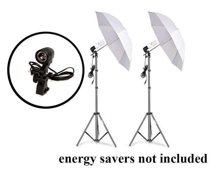 Combo 0f 2 Sets -  84 inch Long Light Stand Studio Umbrella Continuous Lighting Kit, Umbrellas Bulb Holders & Stands