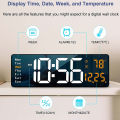 Large LED Digital Wall Clock with Remote Temp Date Week Display Dual Alarms Power Off Memory. 