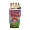 12Pcs Color pencils Oro Small Size Packed in cute Tin Jar. 