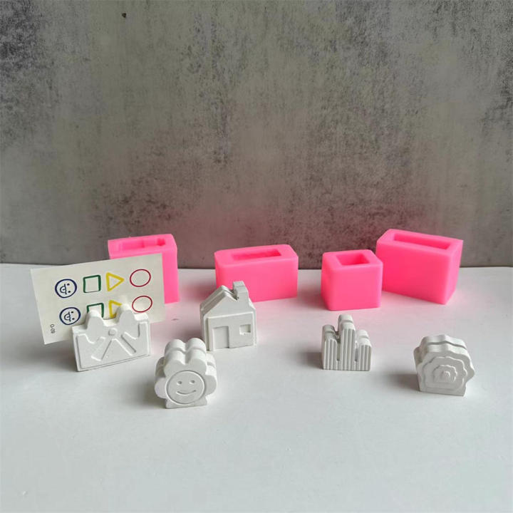 Plaster resin Silicone mold Various shaped DIY Concrete cement card holder mold Card supports Mould for Craft projects Office