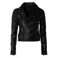 Black Ladies Leather Jacket For Women. 