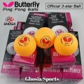 3-Star 40mm Butterfly Plastic Professional Table Tennis Balls ( Pack of 3 )-Japanese Quality Plastic Ping Pong Ball, Tennis Ball. 