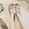 Thick women 2023 new fashion round toe flat sponge cake thick soled beach shoes Roman sandals for women. 
