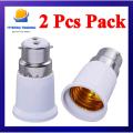 2Pcs B22 to E27 Bulb Lamp Holder Converter- Holder Adapter Pin B22 to Screw E27 (Long Size). 