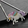 FASH 1*Set Girl Lucky Unicorn Necklace / Bracelet / Adjustable Ring / Stud Earrings Fashion Jewelry Luxury Color Diamond Horse Jewelry. 