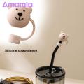 Cute Bear-shaped Straw Lid Adorable Bear-shaped Silicone Straw Lid for Home Party Decoration Reusable Dust-proof Silicone Straw Cover. 