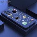 Hontinga for Samsung Galaxy A52 5G Case NASA Earth Planet Astronaut Phone Case Square Edge Pattern Liquid Silicone Cases Full Cover Camera Case. 