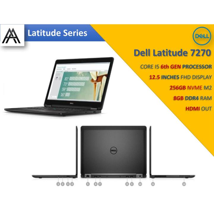 Latitude E7270 Laptop - Core I5 6th Generation -  8GB DDR4 RAM - 256GB SSD - 12.5" HD - BACKLIT KEYBOARD