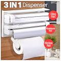 3 In 1 Triple Paper Dispenser Tissue Paper Foil Paper Cling Cutter Kitchen Tool. 
