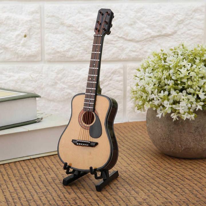 Mini Guitar Model Miniature Display Ornaments with Stand Decor Great Gift for Home Desk Office Table
