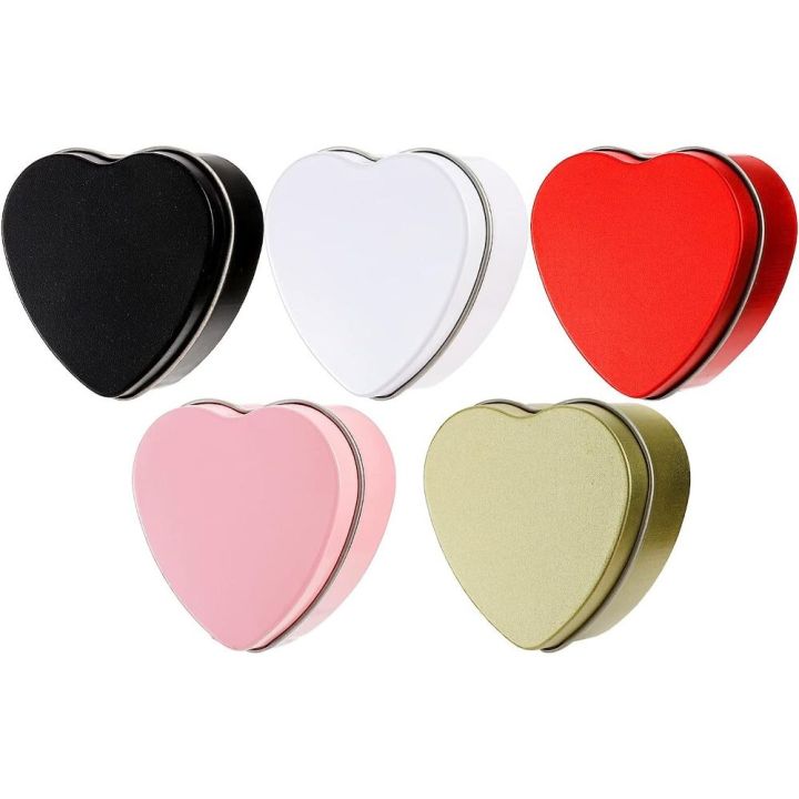 Aromatherapy Containers Jars Tinplate Heart Shape Tins /Red/Pink Empty ...