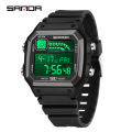 Sanda Trendy Small Square Multi functional Fashion Watch Waterproof Men's Watch Gift SD6196-1. 