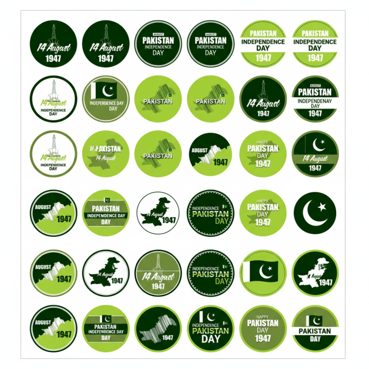 Sticker 14 August Pack of 36 -14 august independence day Stickers for Girls Sticker For ...