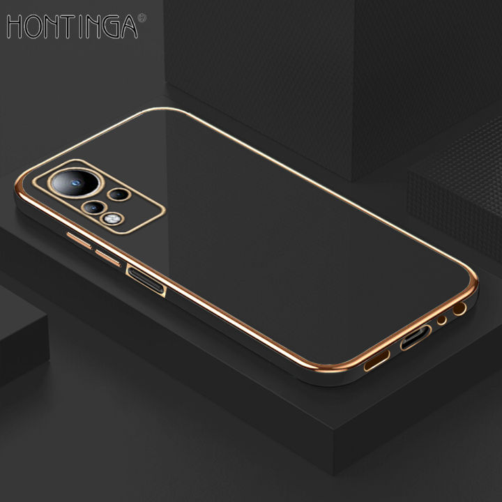 Hontinga for Infinix Note 11 / Note 12 G88 Back Cover Luxury 6D Plating Frame Shiny Bling Case Soft Silicone Square Phone Cases