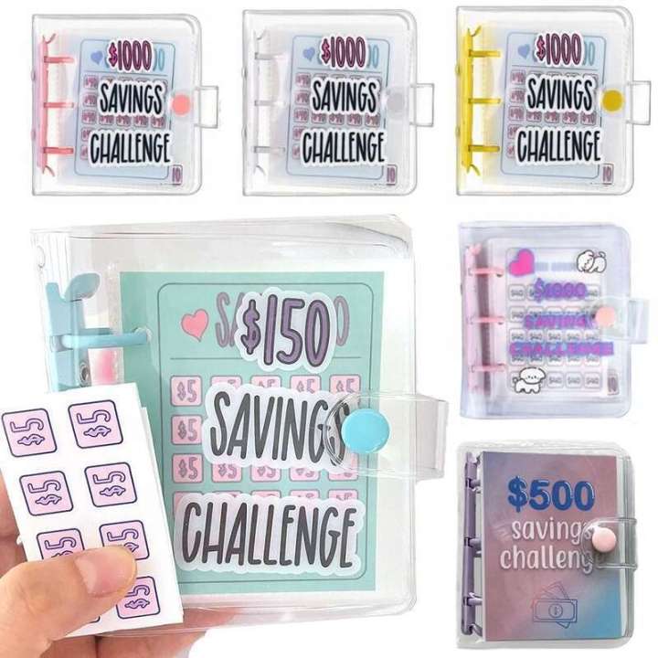 ETQT book envelope money simpanan buku saving simpan duit planner Mini Money Saving Binder 150 300 500 1000 PVC Envelope Challenge Fun Way Durable Savings Challenges Book Kids