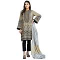Doux Deal - 3 PC Unstitched Embroidered Printed Lawn Suit with Dupatta. 
