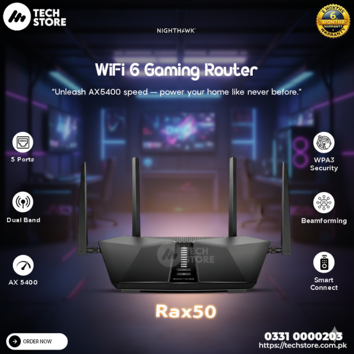 Nighthawk Router Rax50 Netgear Nighthawk RAX50 – AX6 6-Stream AX5400 WiFi 6 Router In Pakistan ...