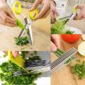 5 Layer Stainless Steel Scissors vegetable cutter chopper Kitchen Knives. 