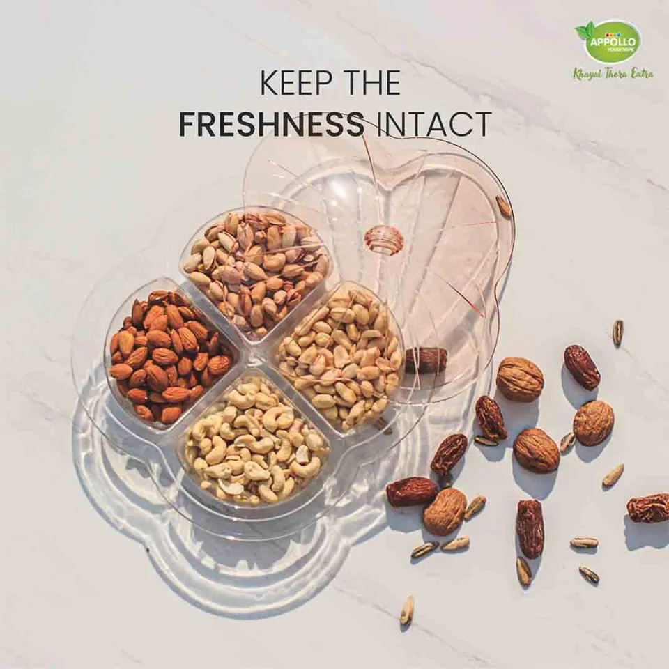 Dry Fruit Tray Flower Shaped Serving Tray In Partition