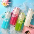 Water Bottle, Frosted Glass/Plastic Double Walled Keeps Water Cold and Hot for Hours, Water bottle for Girls, Boys, Kids, easy to Carry for Traveling, Walking, Hiking, School, Gym etc, 500ml.. 