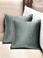2 Pcs Plain Velvet Cushion Covers Soft Velvet Fabric on Both Sides With Side Zip Cushion Covers for Spring Sofa, Living Room, Couch, Bed, Home Decor | Cushion |-16"x16"Inch By Comfynook. 