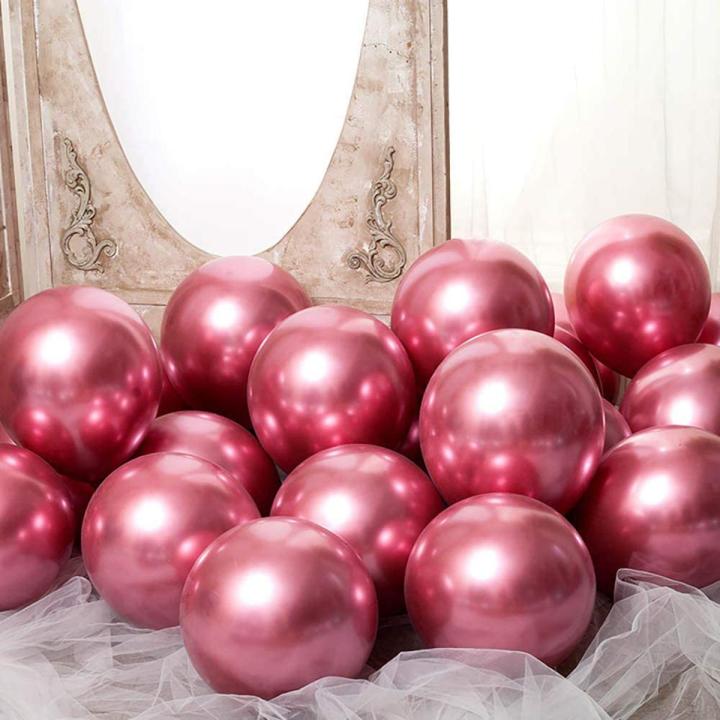 5pcs 10inch Original Shiny Pink Chrome Balloons Solid Metallic Balloon Chrome Pink Theme Balloon Party Balloons High Quality Latex Balloon Birthday Party Decoration, Wedding helium balloon
