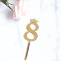 0-9 Numbers Cake Toppers Happy Birthday Cute Crown Number Cake Flag Acrylic Cupcake Topper Birthday Party Cake. 