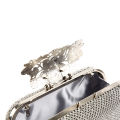 New 2024 Luxury Diamond Silver clutches wedding evening purse Bling Fashion Flower rhinestone clasp clutch bag purse. 
