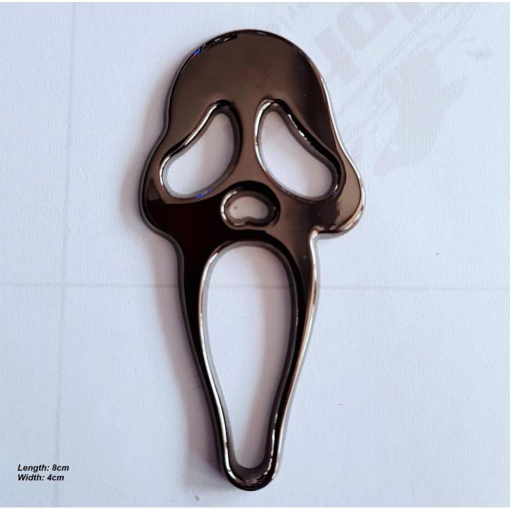 Ghostface Logo Black Color Style 1 piece Logo Metal Emblem Metal Body Monogram For Car Motorcycle Decorative Metal Marka Self Adhesive Metal Logo