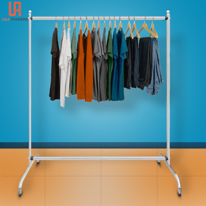 High Quality Cloth Hanging Stand Rack Single Pole For Home, Boutique , Garments Shop , Outdoor And Bedroom (20 Gauge Metal)