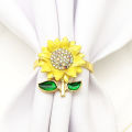 6PCS Napkin Rings Sunflower Holder Diamond for Christmas, Birthday. 