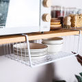 Under Shelf Basket Embedded Thicken Wrought Iron Table Cabinet Hanging Shelf for Bedroom. 