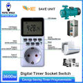 Timer socket big screen programmable digital plug timer Time Switch 12/24 HOURS Digital Timer AL-06 Electronic Digital Mains EU Plug In Timer Switch Socket with US Plug Adapter (White). 